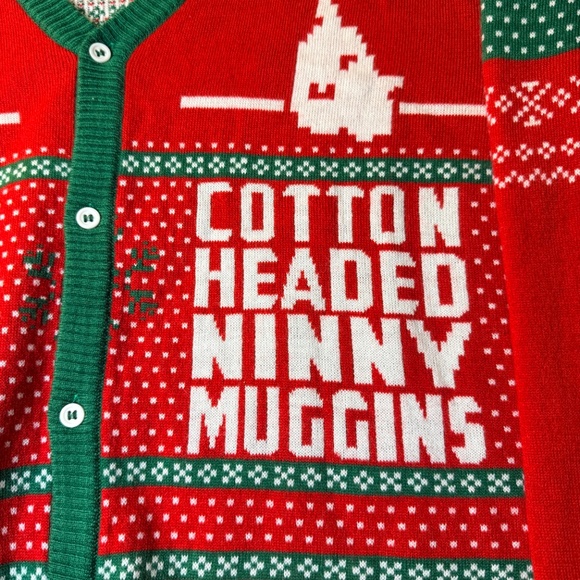 Elf The Movie Buddy Men's Size XL Ninny Muggins Cardigan Ugly Christmas Sweater - Picture 3 of 6